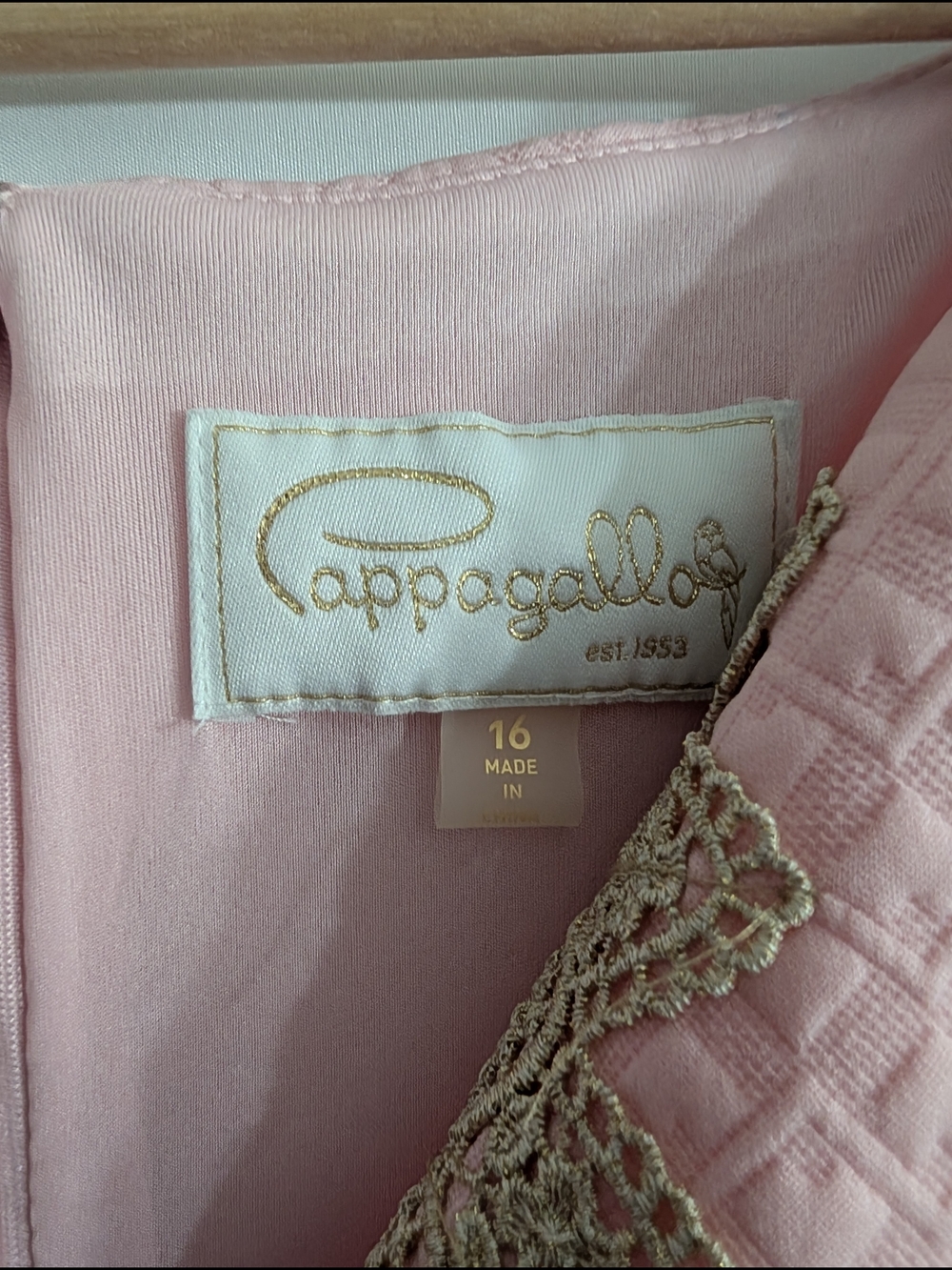 Pappagallo Pink Sleeveless Mini Dress with Gold Lace Trim - Picture 4 of 7
